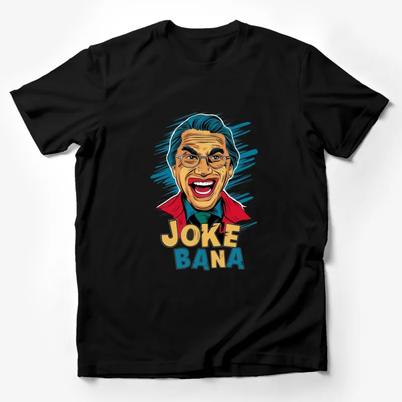 Colorful Joke Bana Graphic T-Shirt, Funny Face Tee, Vibrant Comic Style, Casual Wear Male T-Shirt