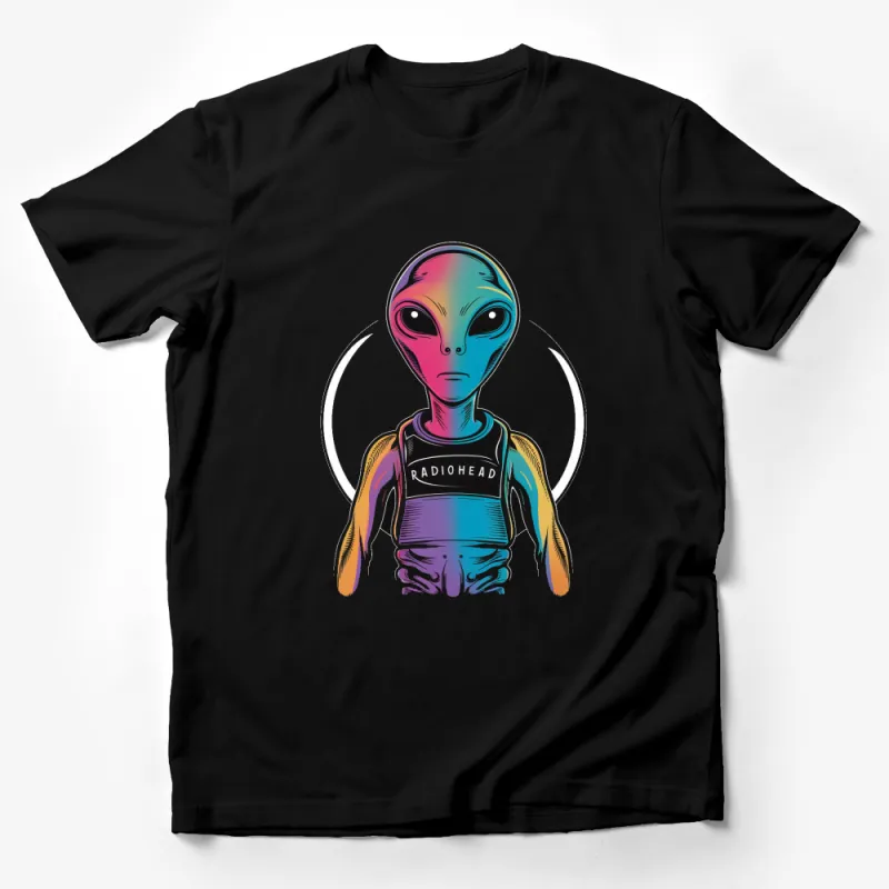 Radiohead Alien Graphic Tee, Extraterrestrial Vibrant Color T-Shirt, Unique Sci-Fi Apparel Male T-Shirt