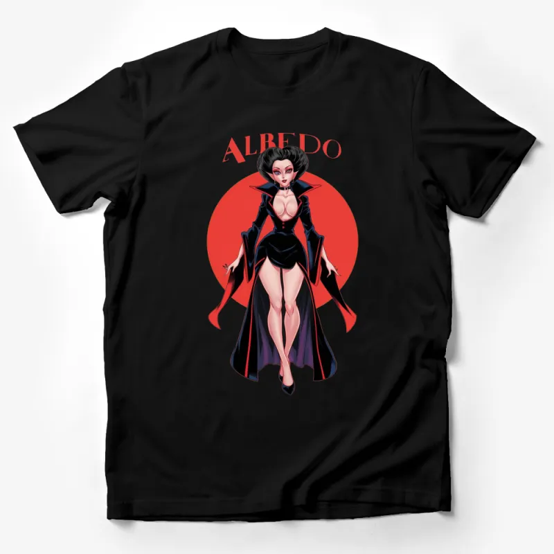 Alfredo Vampire Queen Graphic Tee, Red and Black Gothic Anime Style T-Shirt, Women's Fashion, Pop Culture Apparel Male T-Shirt