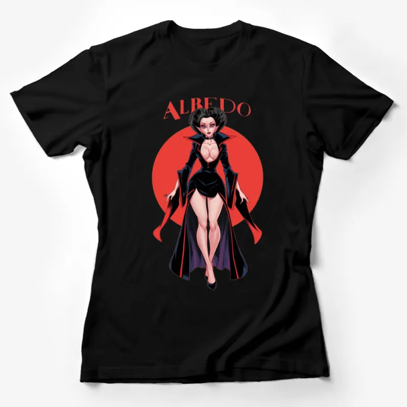 Alfredo Vampire Queen Graphic Tee, Red and Black Gothic Anime Style T-Shirt, Women's Fashion, Pop Culture Apparel Female T-Shirt