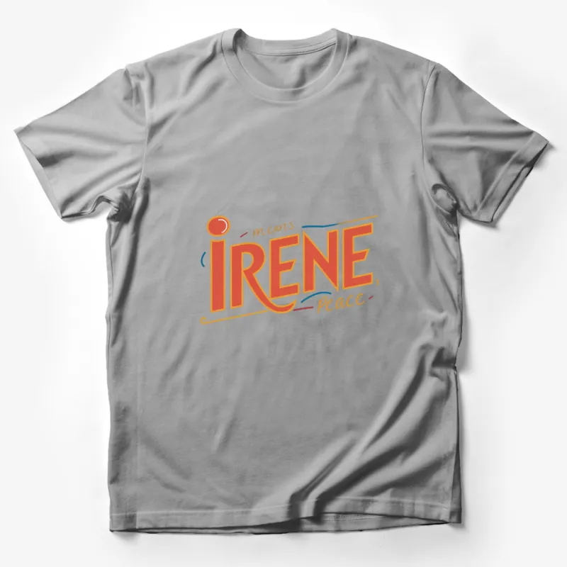 Irene Peace T-Shirt, Colorful Script Typography Tee, Inspiring Word Art Top, Gift for Her Male T-Shirt