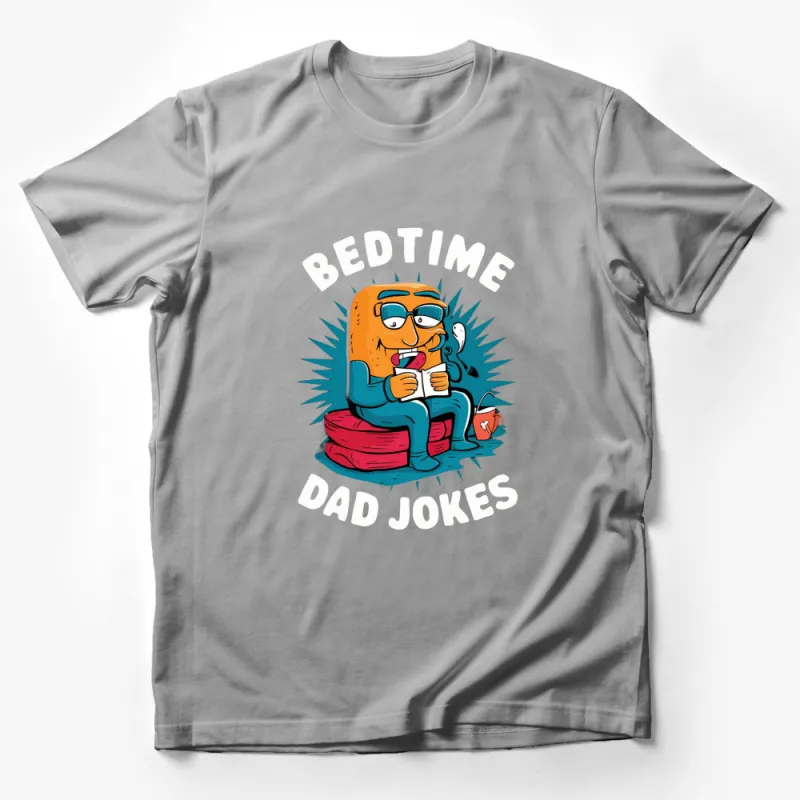 Funny Bedtime Dad Jokes T-Shirt, Cartoon Book Reading Dad, Unique Father's Day Gift Male T-Shirt