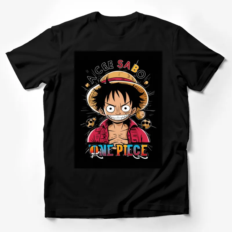 One Piece Anime T-Shirt, Luffy Ace Sabo Graphic Tee, Unisex Manga Shirt, Colorful Pirate Design, Fan Gift Male T-Shirt