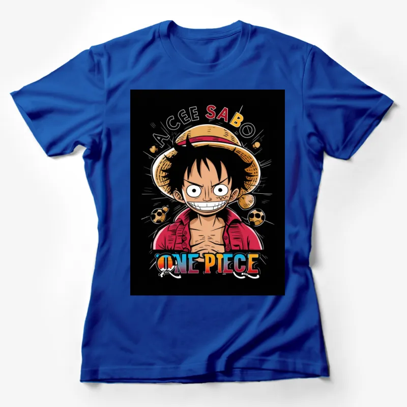 One Piece Anime T-Shirt, Luffy Ace Sabo Graphic Tee, Unisex Manga Shirt, Colorful Pirate Design, Fan Gift Female T-Shirt