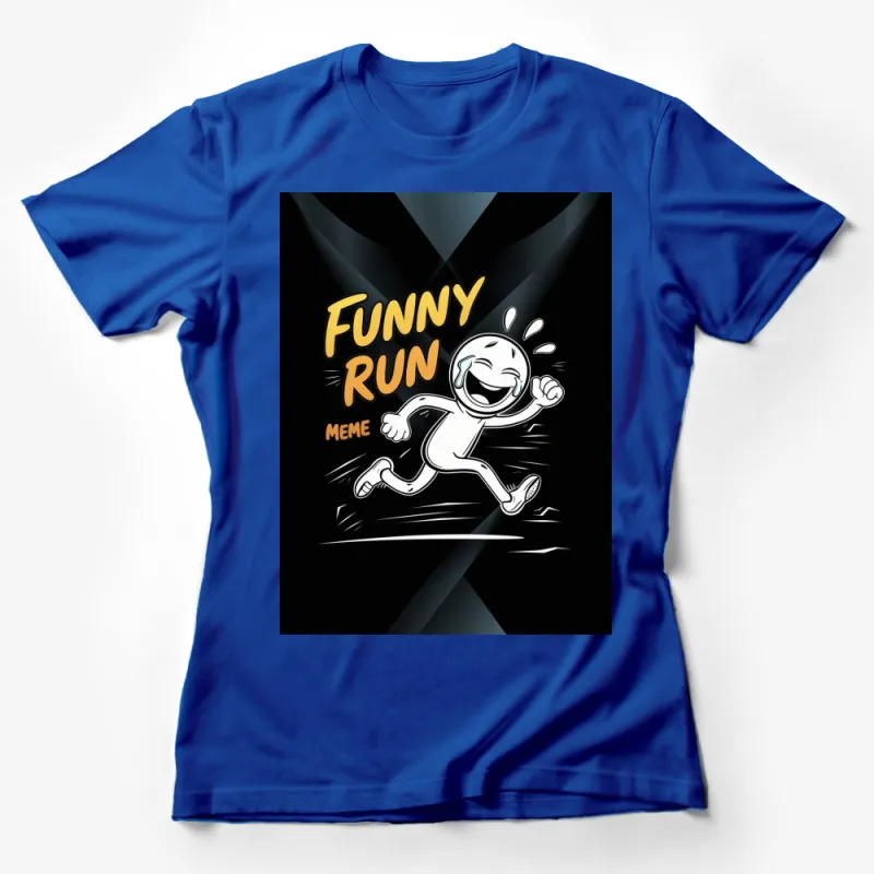 Funny Run Meme T-Shirt, Comic Smile Character Shirt, Casual Graphic Tee, Humorous Design Top, Men's Women's Unisex Apparel Female T-Shirt