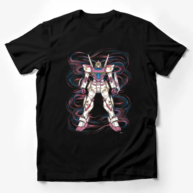 Vintage Robot Mech Graphic T-Shirt, Colorful Retro Anime Design, Unisex Fashion Tee Male T-Shirt