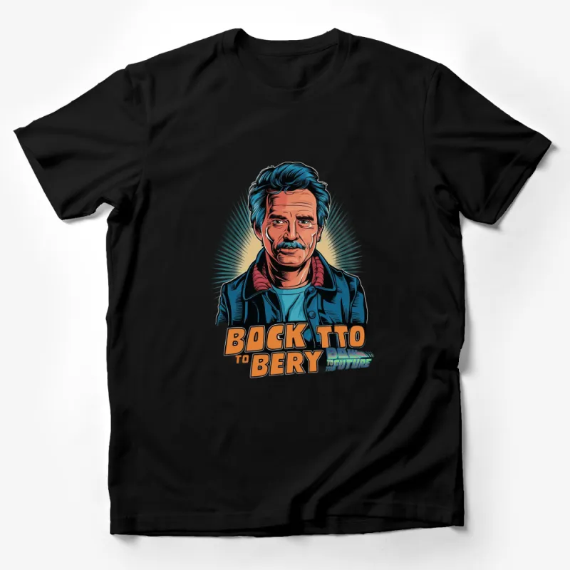 Retro Comic Style Back to Bery Future Illustrated T-Shirt, Vintage Sci-Fi Design, Unique Graphic Tee for Fans Male T-Shirt