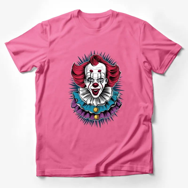 Creepy Clown Graphic T-Shirt, Scary Horror Clown Tee, Unisex Halloween Costume Shirt, Unique Circus Clown Artwork Male T-Shirt