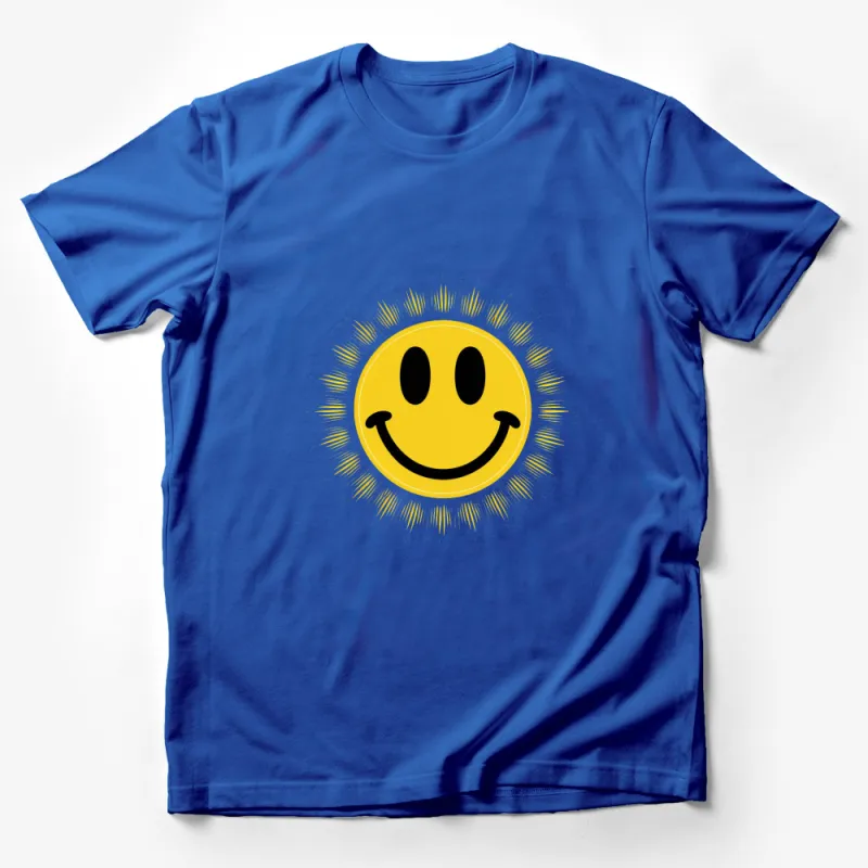 Bright Yellow Smiley Face T-Shirt, Happy Face with Halo Effect, Unisex Graphic Tee for All Ages Male T-Shirt