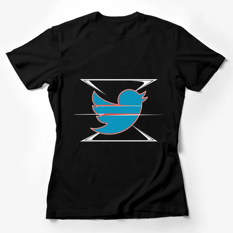 Modern Blue Bird Graphic T-Shirt, Trendy Minimalist Digital Design Tee, Unisex Fashion Apparel Female T-Shirt