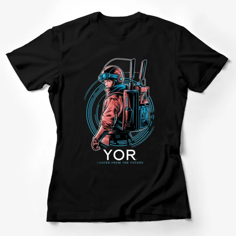 Futuristic Hunter Graphic T-Shirt, Cool Sci-Fi Warrior Design, Unique Men's Fashion Tee Female T-Shirt