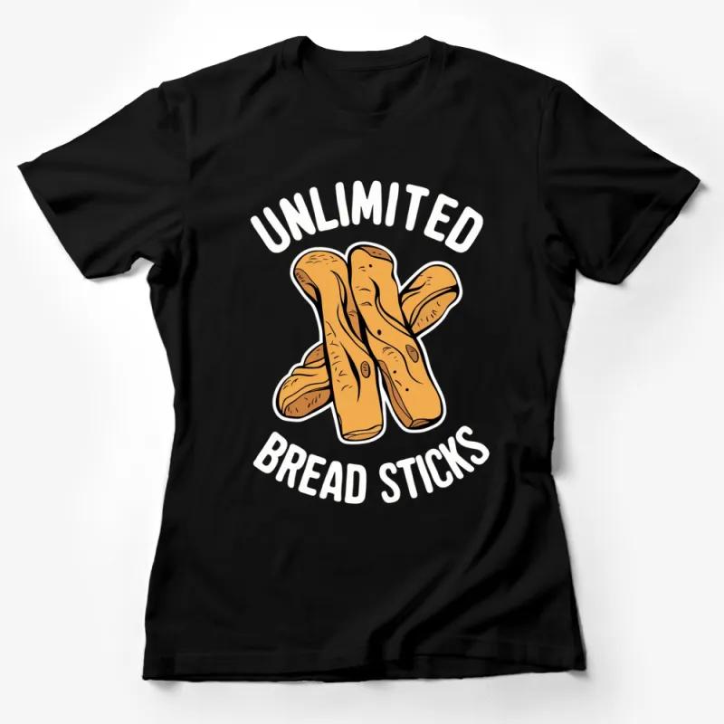 Unlimited Bread Sticks Graphic T-Shirt, Funny Food Lover Tee, Casual Streetwear Top Female T-Shirt