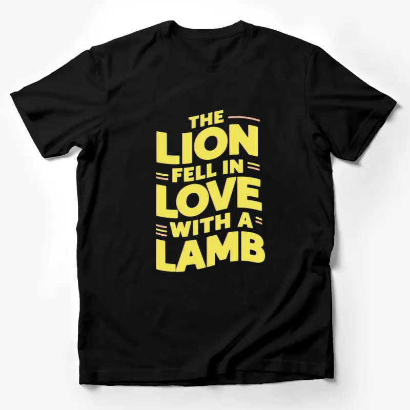 The Lion Fell in Love With a Lamb Quote T-Shirt, Yellow Text, Romantic Literary Tee, Unisex Male T-Shirt