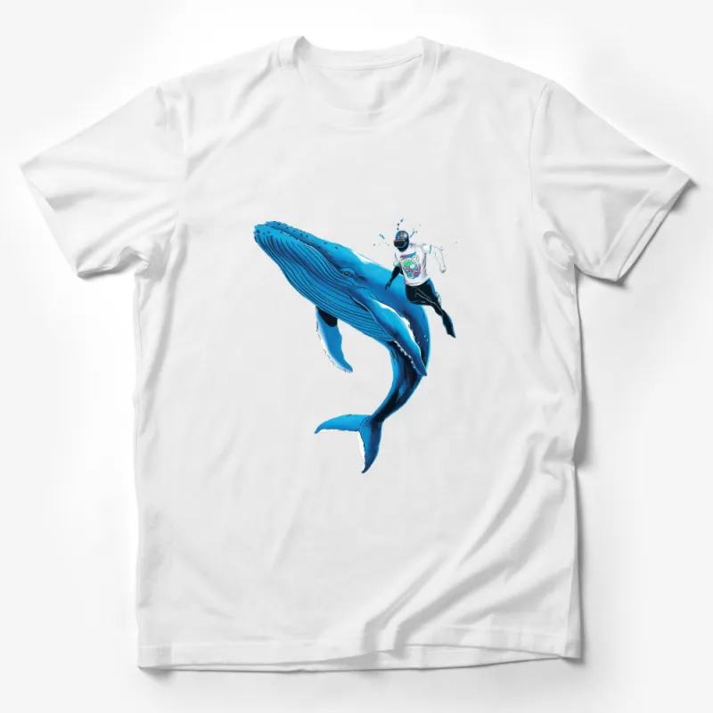 Whale and Astronaut Graphic T-Shirt, Cool Space Ocean Unisex Tee, Unique Art Design Shirt for All Ages Male T-Shirt