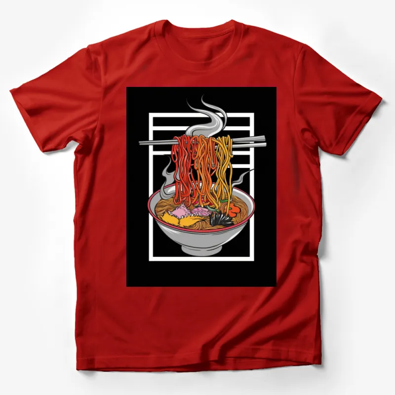 Colorful Ramen Noodle Bowl Graphic T-Shirt, Asian Cuisine Streetwear, Unisex Foodie Shirt Male T-Shirt