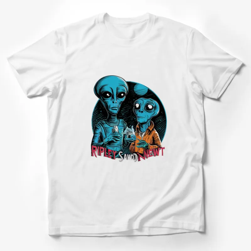 Alien and E.T. Inspired Graphic T-Shirt, Retro Sci-Fi Movie Art, Men's and Women's Tee Male T-Shirt