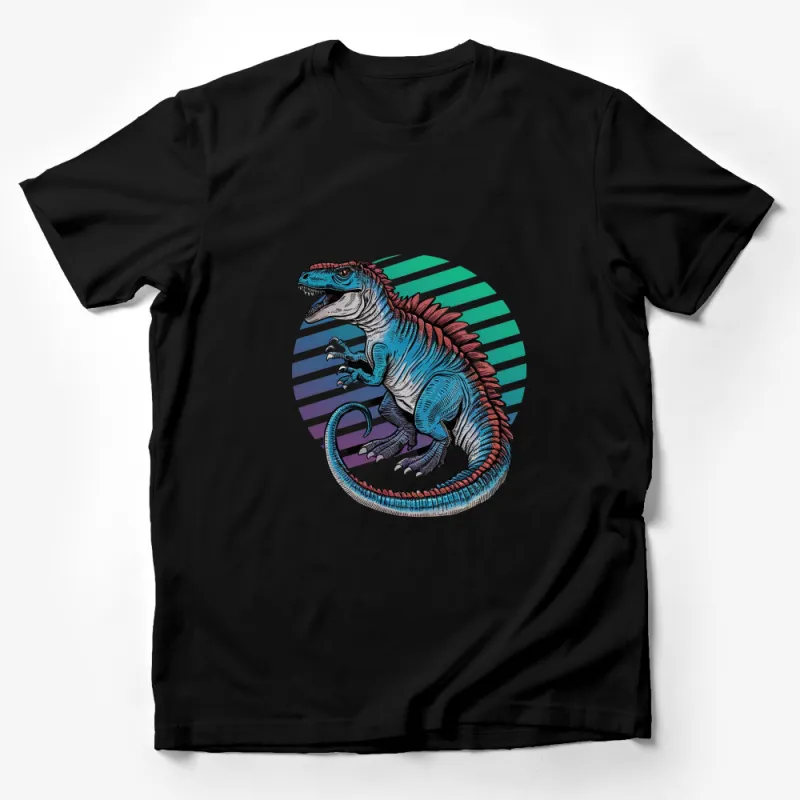 Colorful Dinosaur Graphic T-Shirt, Vintage Style Raptor Design, Unisex Tee for All Ages Male T-Shirt