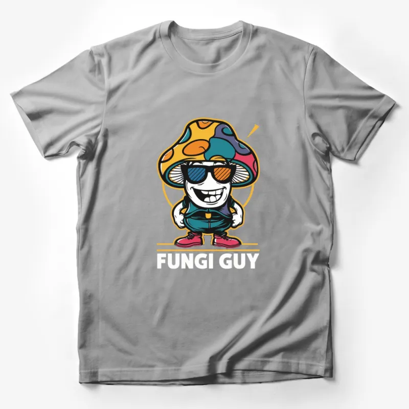 Funky Mushroom Character T-Shirt, Colorful FunGuy with Sunglasses, Unisex Graphic Tee for Casual Wear Male T-Shirt