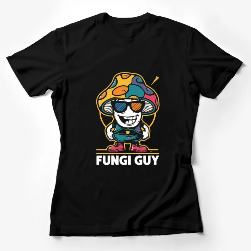 Funky Mushroom Character T-Shirt, Colorful FunGuy with Sunglasses, Unisex Graphic Tee for Casual Wear Female T-Shirt