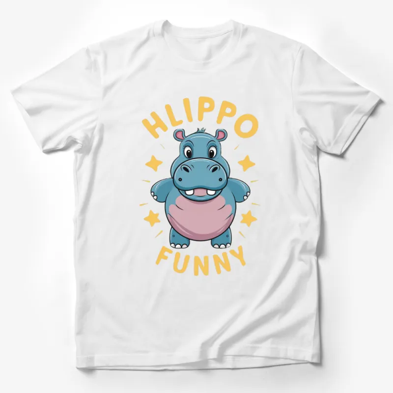 Cute Hippo Funny T-Shirt, Cartoon Hippopotamus Youth and Adult Sizes, Unisex Graphic Tee, Gift for Animal Lovers Male T-Shirt