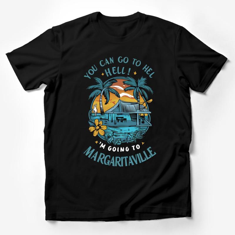 Tropical Margaritaville T-Shirt, Funny Quote Beach Vacation Tee, Unisex Summer Shirt, Island Graphic Tee Male T-Shirt