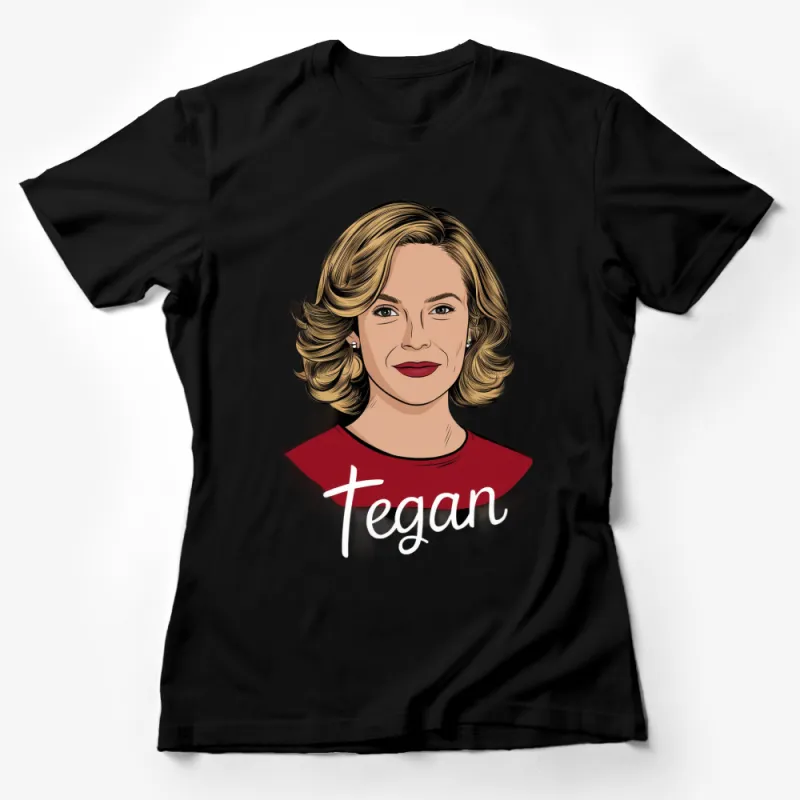 Custom Tegan Portrait T-Shirt, Personalized Female Face Graphic Tee, Unique Gift Idea, Stylish Woman Illustration Shirt Female T-Shirt