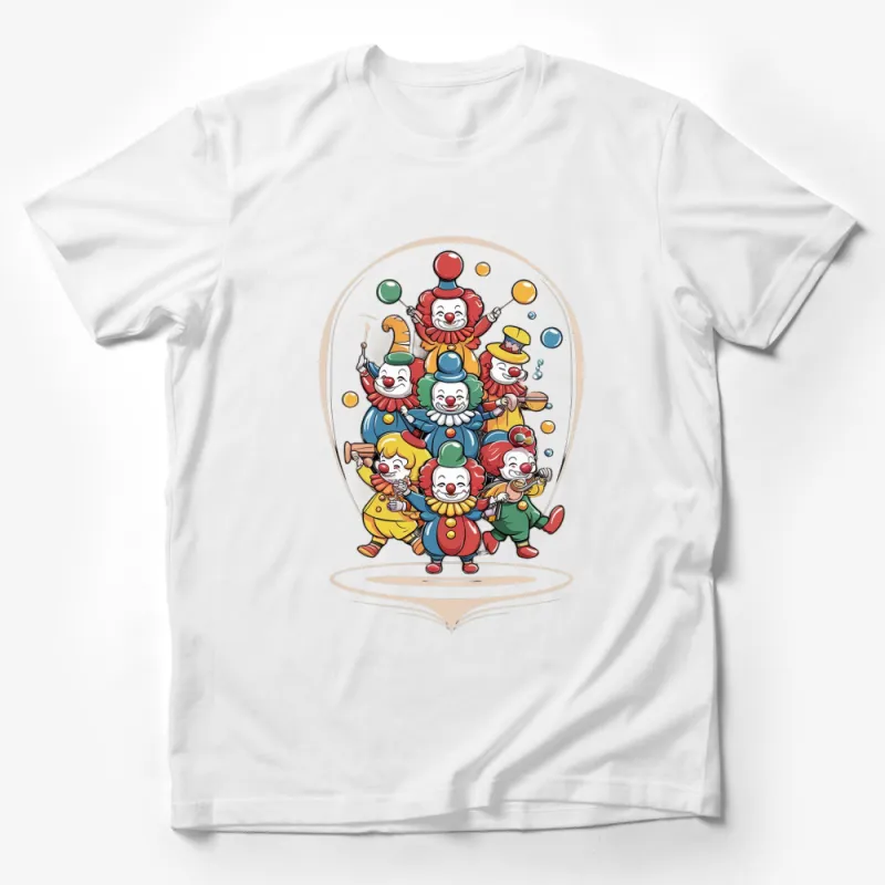 Colorful Circus Clowns Cartoon Graphic Tee, Funny Unisex Clown T-Shirt, Kids and Adults Party Wear Male T-Shirt