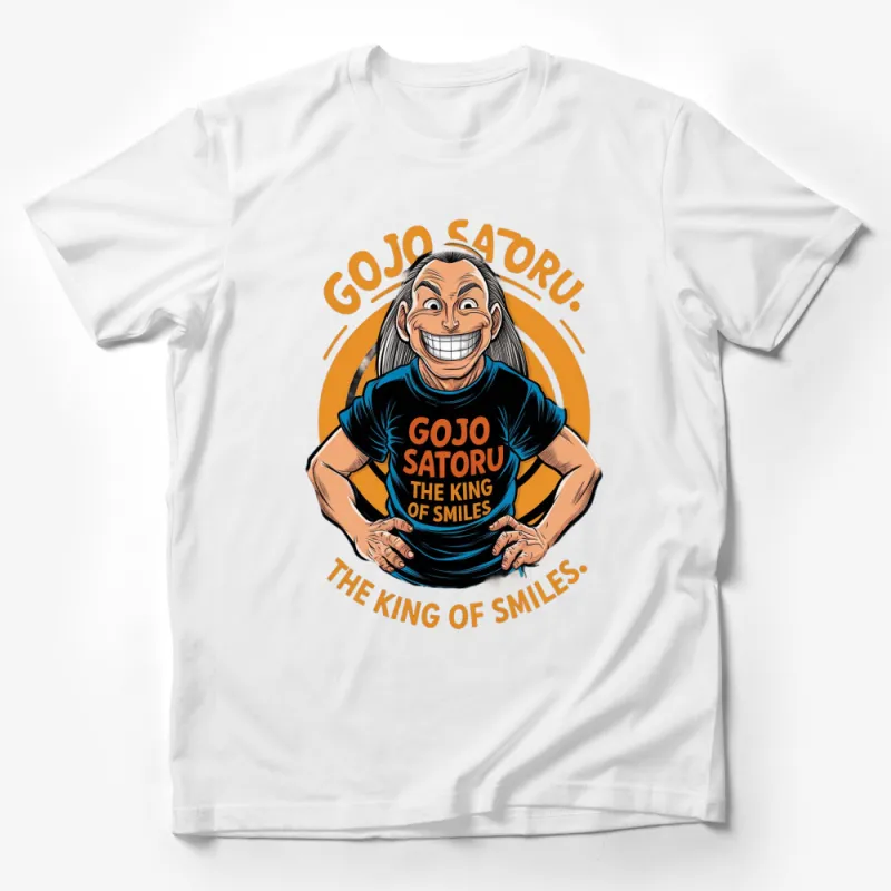 Gojo Satoru King of Smiles T-Shirt, Anime Inspired Graphic Tee, Unique Fan Art, Vibrant Top, Unisex Male T-Shirt