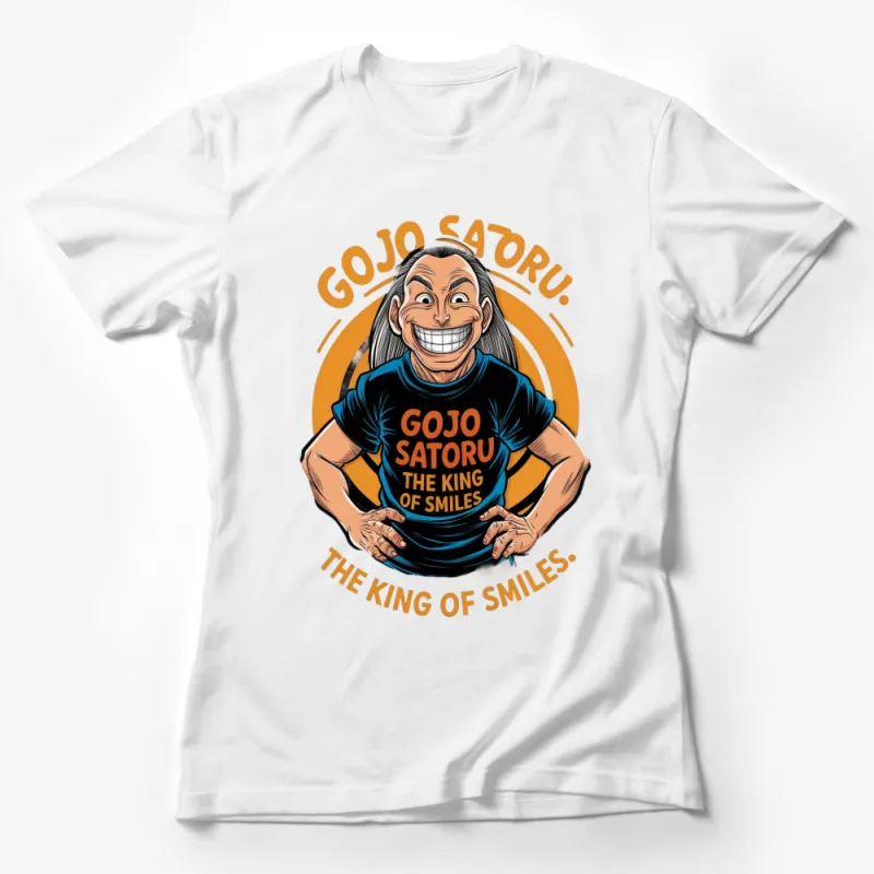 Gojo Satoru King of Smiles T-Shirt, Anime Inspired Graphic Tee, Unique Fan Art, Vibrant Top, Unisex Female T-Shirt