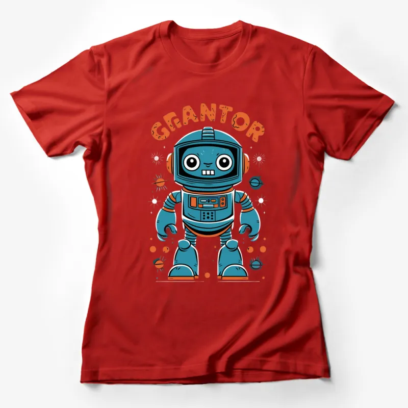 Giantor Robot T-Shirt, Vintage Style Cartoon Robot Tee, Retro Space Graphic Design, Unisex Adults and Kids Size Female T-Shirt