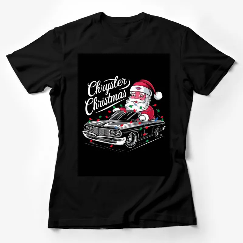 Vintage Car Christmas T-Shirt, Santa Claus Driving Chrysler, Festive Holiday Tee, Retro Style Graphic Shirt Female T-Shirt