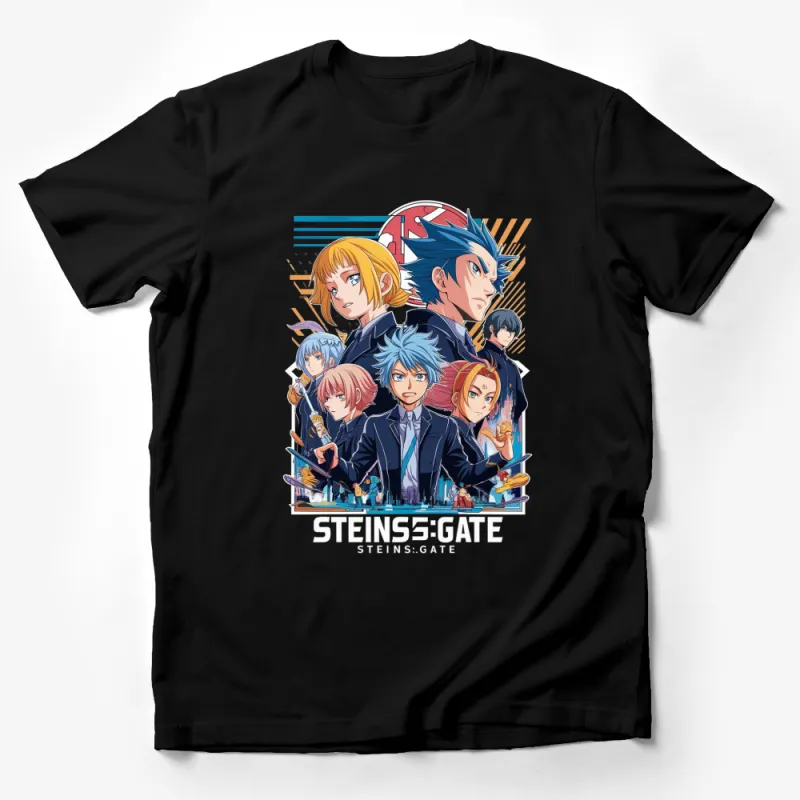 Steins;Gate Anime Characters T-Shirt, Vibrant Group Illustration, Casual Otaku Wear Male T-Shirt