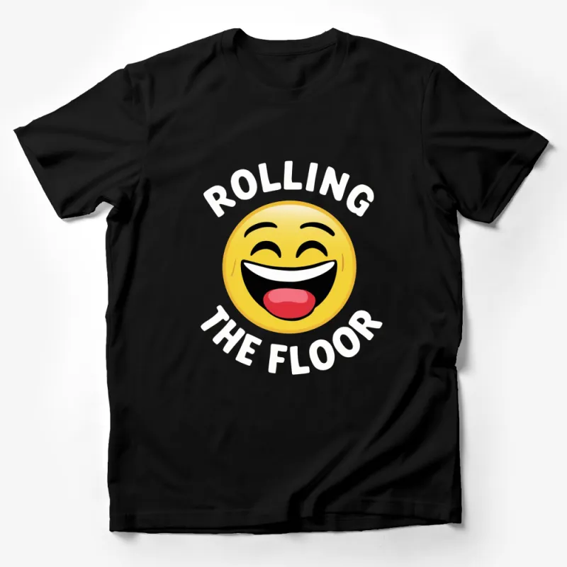 Rolling The Floor Laughing Emoji T-Shirt, Funny Yellow Face Tee, Unisex Casual Shirt for All Ages Male T-Shirt