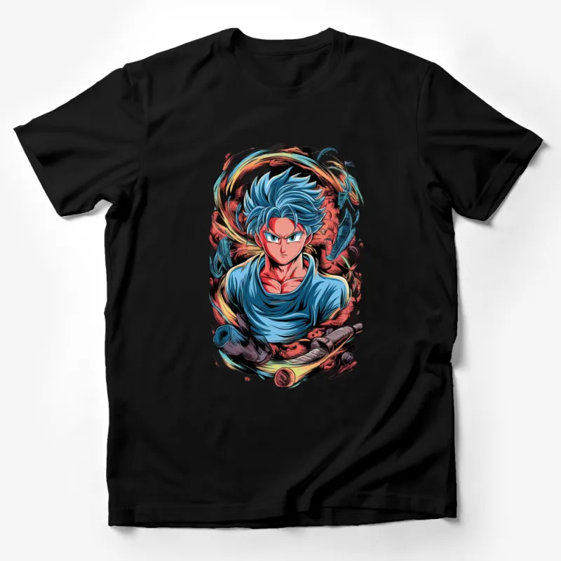 Anime Super Saiyan Blue Character T-Shirt, Colorful Graphic Tee, Unisex Manga Shirt Male T-Shirt