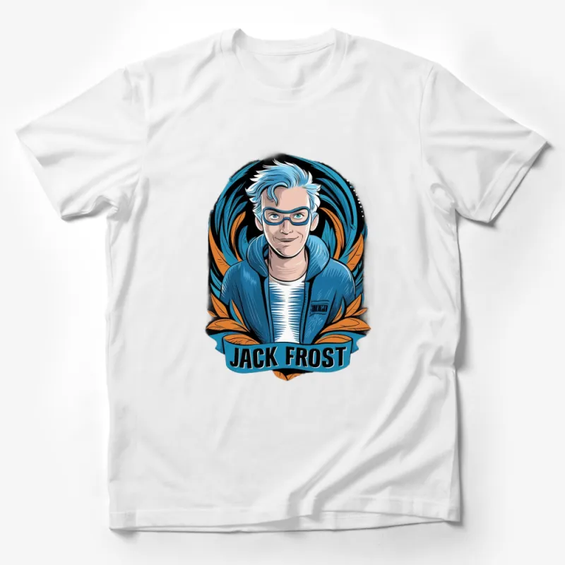 Jack Frost Inspired Graphic T-Shirt, Cool Blue Winter Design, Casual Wear for All Seasons Male T-Shirt