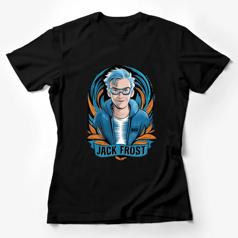 Jack Frost Inspired Graphic T-Shirt, Cool Blue Winter Design, Casual Wear for All Seasons Female T-Shirt