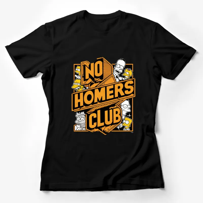 No Homers Club T-Shirt, Vintage Cartoon Inspired Tee, Unique Graphic Design, Fun Casual Shirt Female T-Shirt