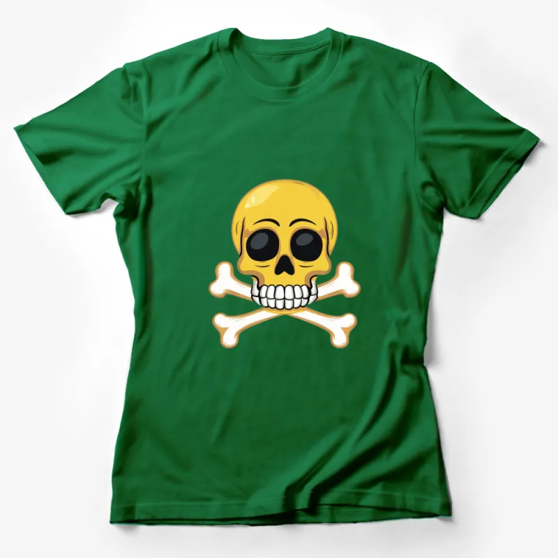 Golden Skull and Crossbones T-Shirt, Bold Yellow Skull Graphic Tee, Unisex Fashion Female T-Shirt