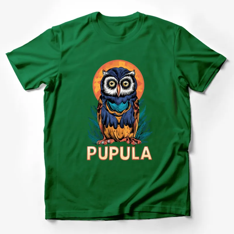 Colorful Owl Graphic T-Shirt, Vintage Inspired Owl Illustration, Unisex Tee Male T-Shirt