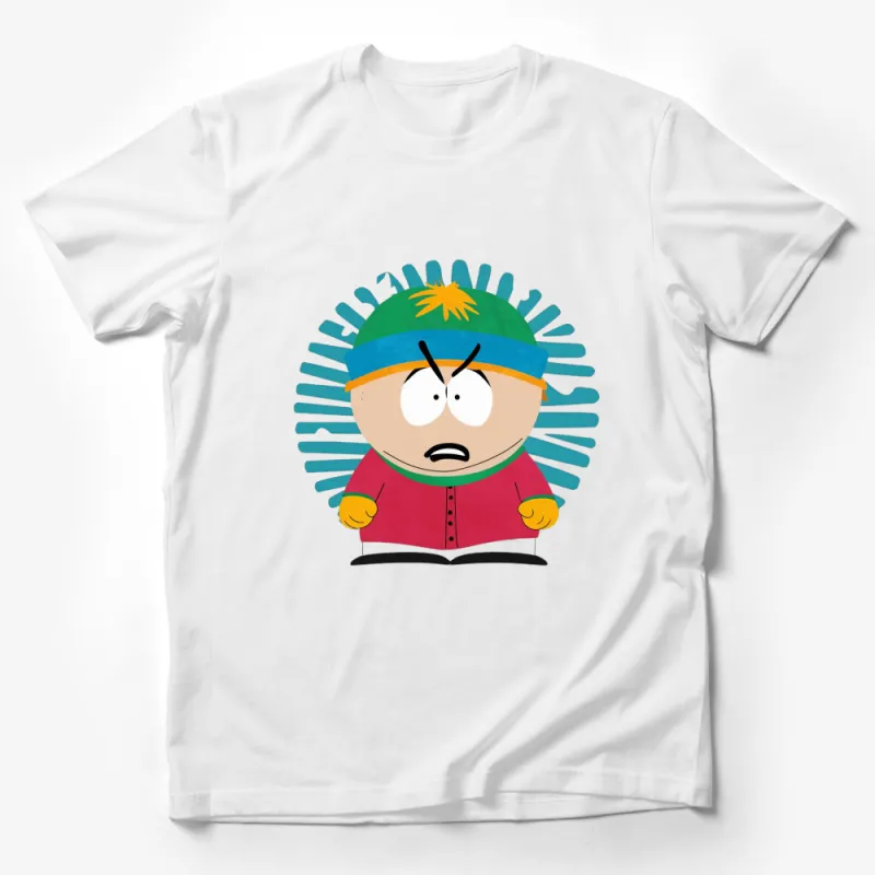 Cartoon Character Blue Hat Red Jacket Funny Expression Kids T-Shirt Male T-Shirt