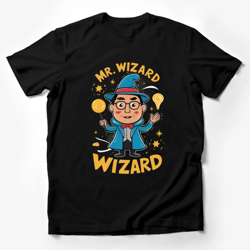 Mr. Wizard Cartoon T-Shirt, Magical Wizard Design Tee, Kids and Adult Sizes, Fun Fantasy Shirt Male T-Shirt