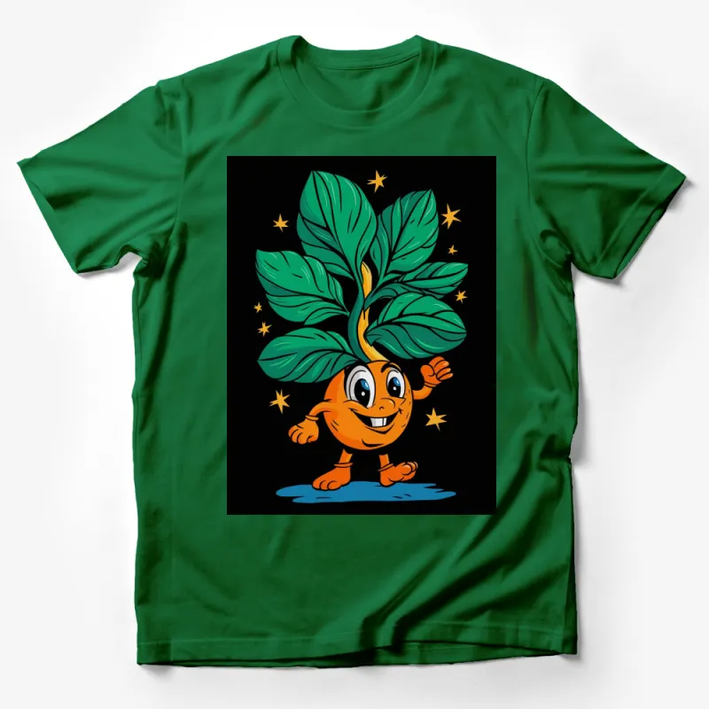 Cute Orange Root Vegetable Cartoon Character T-Shirt, Kids Fun Veggie Tee Male T-Shirt