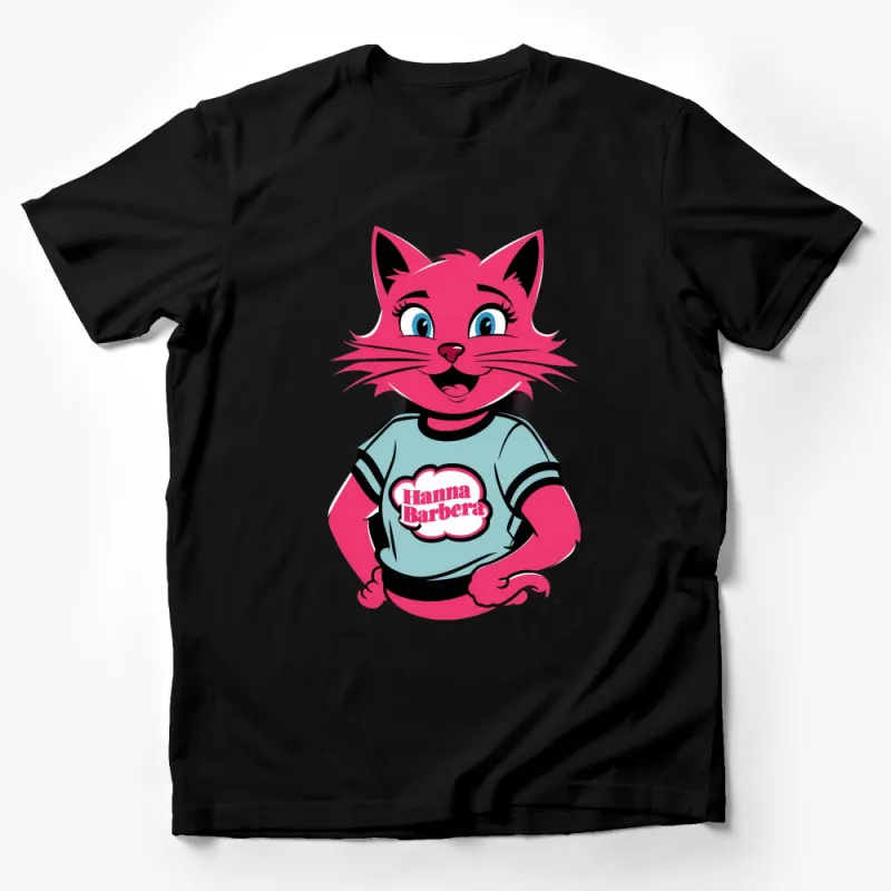 Hanna Barbera Retro Cartoon Cat Pink Graphic T-Shirt, Vintage-Inspired Cat Lover Tee, Women's and Men's Sizes Available Male T-Shirt