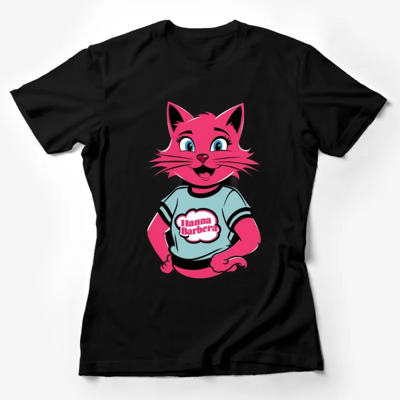 Hanna Barbera Retro Cartoon Cat Pink Graphic T-Shirt, Vintage-Inspired Cat Lover Tee, Women's and Men's Sizes Available Female T-Shirt