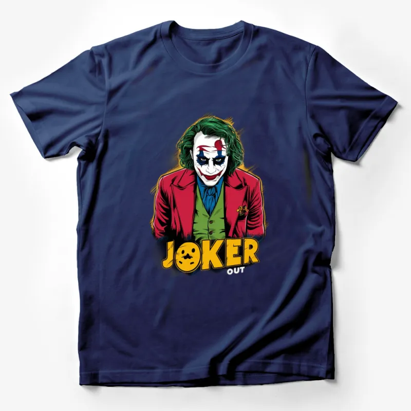 Joker Themed Graphic T-Shirt, Cool Villain Art, Comic Style Joker Design Tee, Unique Pop Culture Merchandise Male T-Shirt