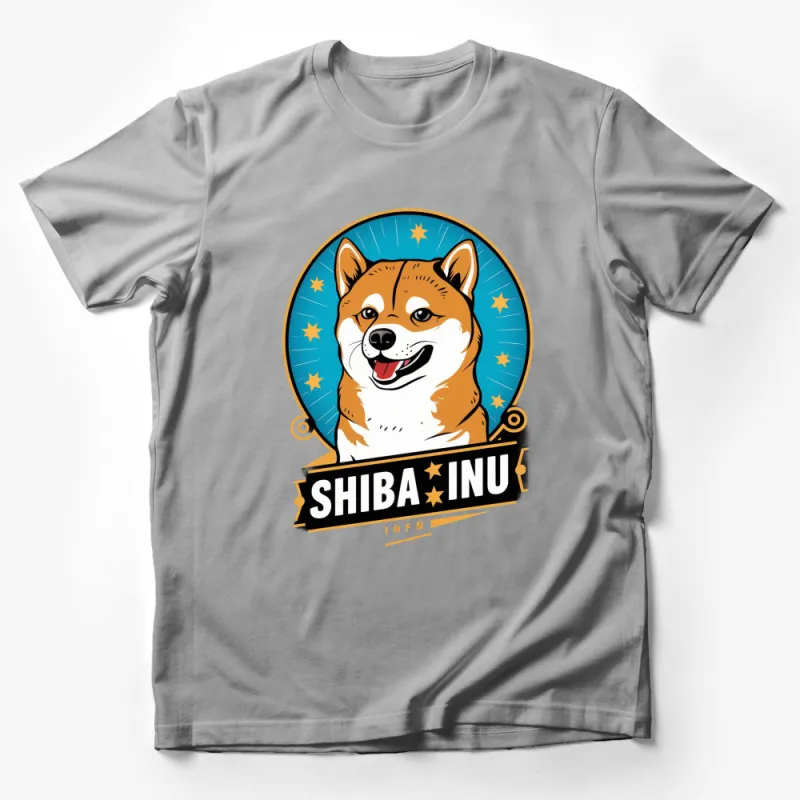 Shiba Inu Dog T-Shirt, Cute Dog Lover Graphic Tee, Vintage Style Cartoon Dog Design Male T-Shirt