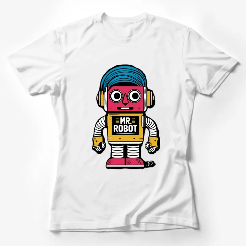 Vintage Robot T-Shirt, Mr. Robot Funky Retro Graphic Tee, Unique Robot Lover Gift Idea Female T-Shirt