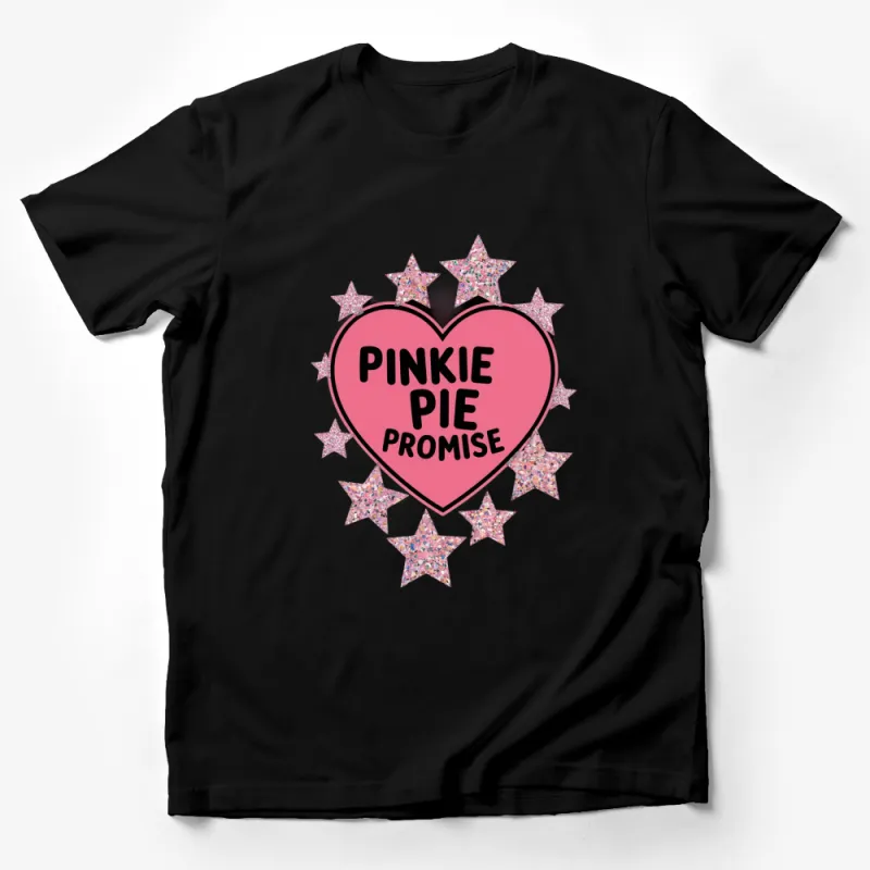 Pinkie Pie Promise Heart T-Shirt, Pink Glitter Stars Graphic Tee, Fan Merchandise, Gift Idea Male T-Shirt