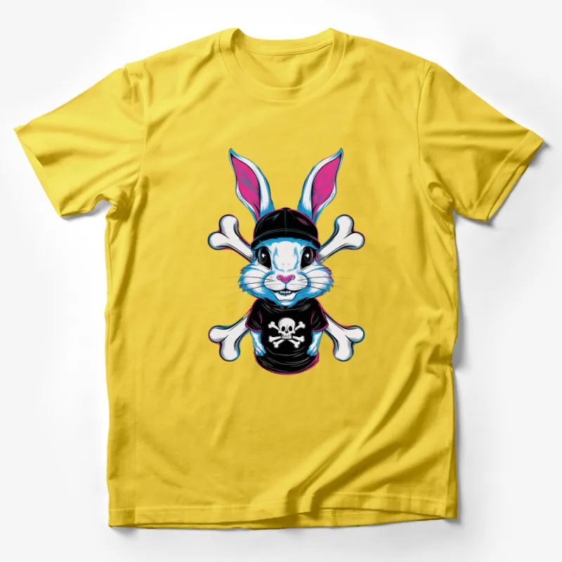 Cool Bunny with Skull T-Shirt, Urban Style Rabbit Graphic Tee, Hip Hop Bunny Apparel, Unisex T-Shirt Male T-Shirt