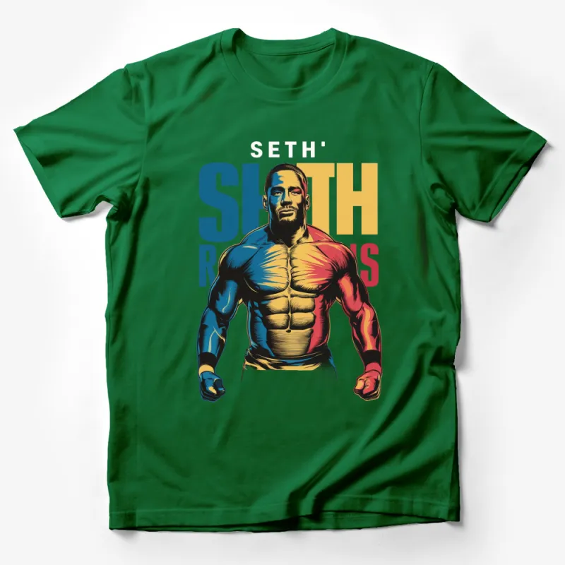 Seth Rollins Inspired Graphic T-Shirt, Colorful Wrestler Print Tee, Casual Wrestling Fan Apparel Male T-Shirt